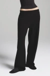 Skims Cotton Fleece Classic Straight Leg Pants In Onyx