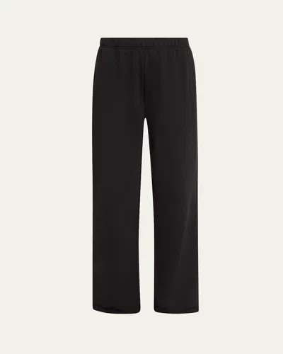 Skims Cotton Fleece Classic Straight-leg Pants In Onyx