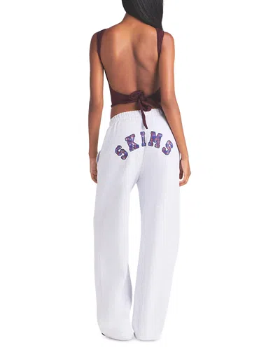 Skims Cotton Fleece Classic Straight Leg Pants In White