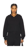 Skims Cotton Fleece Classic Zip-up Hoodie In Black