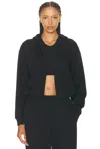 Skims Cotton Fleece Classic Zip-up Hoodie In Black