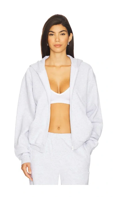 Skims Cotton Fleece Classic Zip-up Hoodie In Gray