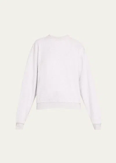 Skims Cotton Fleece Crewneck Pullover In Light Heather Grey