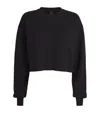Skims Womens Onyx Loose-fit Cropped Cotton-blend Sweatshirt In Black