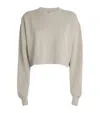 Skims Womens Stone Loose-fit Cropped Cotton-blend Sweatshirt In Neutral