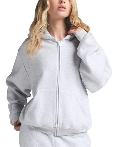 Skims Cotton Fleece Full Zip Hoodie In Gray