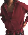 Skims Cotton Fleece Blend Classic Zip-up Hoodie In Burgundy