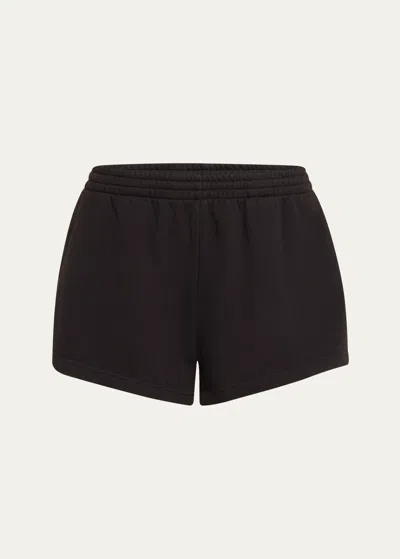 Skims Black Cotton Fleece Classic Shorts In Onyx