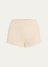 Skims Cotton Fleece Loose Lounge Shorts In Stone