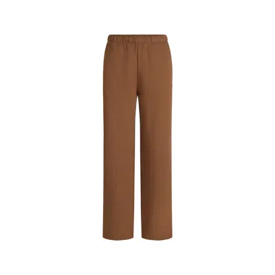 Skims Cotton-blend Fleece Straight Sweatpants In Brown