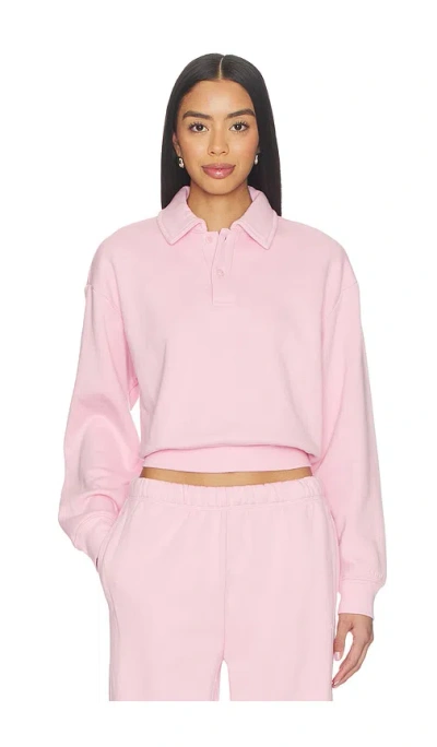 Skims Cotton Fleece Polo Sweatshirt In Pink