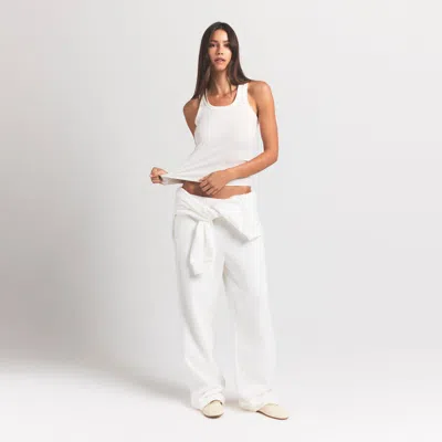 Skims Cotton Fleece Blend Classic Straight Leg Pants In White