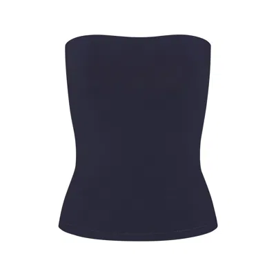 Skims Stretch Cotton Jersey Tube Top In Blue