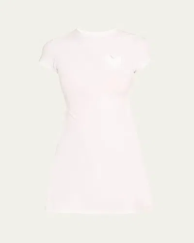 Skims Cotton Jersey Cutout Heart Mini Dress In Snow