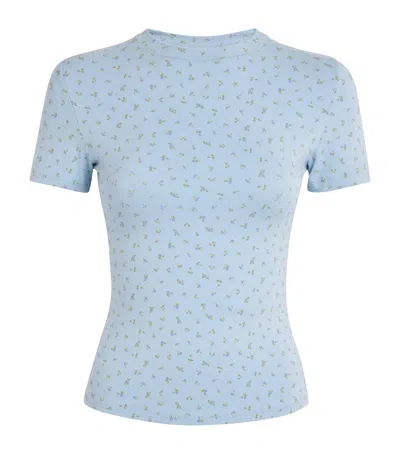 Skims Cotton Jersey Floral T-shirt In Blue