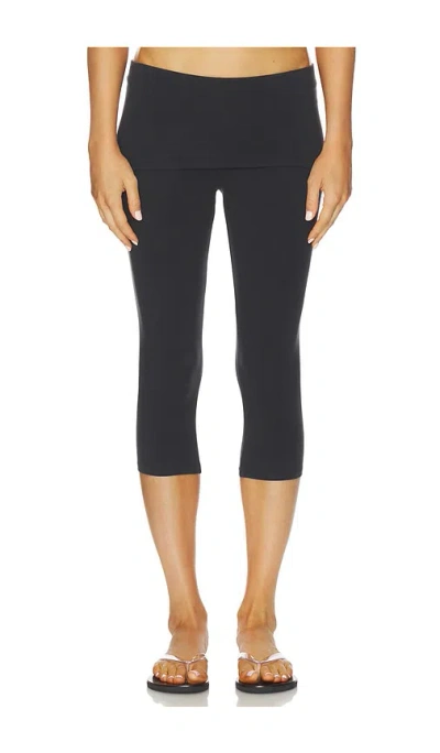 Skims Cotton Jersey Foldover Capri In Black