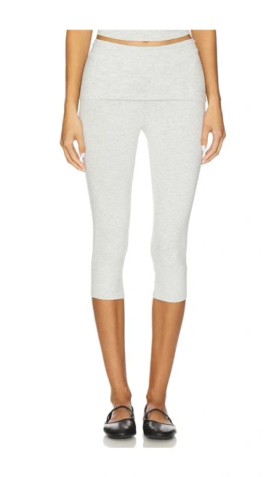 Skims Cotton Jersey Foldover Capri In Gray