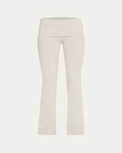 Skims Cotton Jersey Foldover Flare-leg Pants In Light Heather Grey