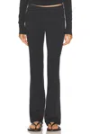 Skims Black Cotton Jersey Foldover Lounge Pants In Soot