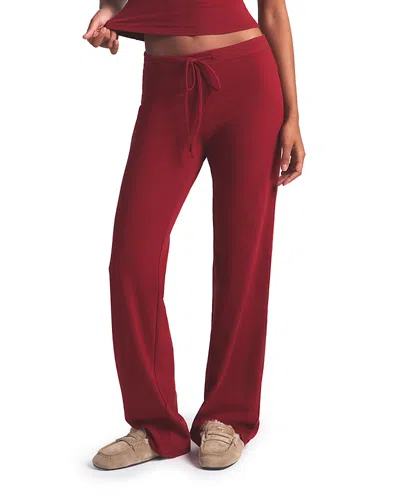 Skims Cotton Jersey Foldover Pants In Red