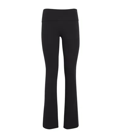 Skims Cotton Jersey Foldover Trousers In Black