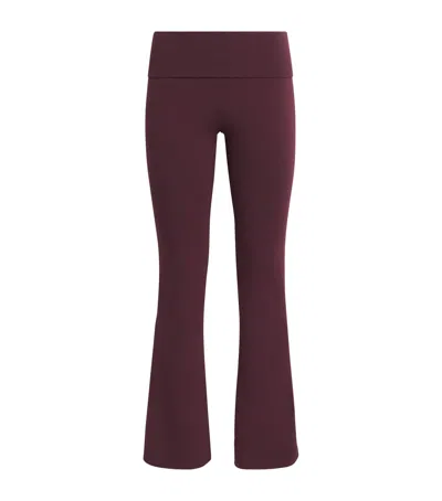 Skims Cotton Jersey Foldover Trousers In Burgundy
