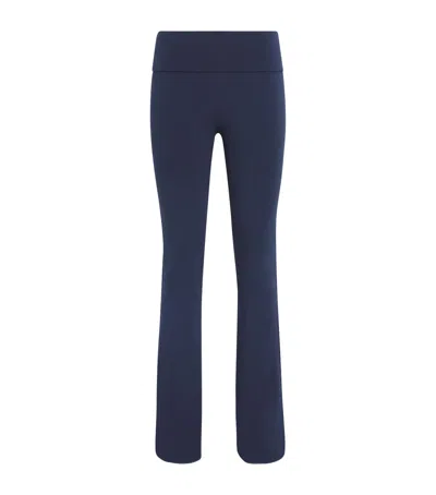 Skims Cotton Jersey Foldover Trousers In Blue