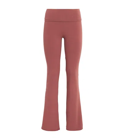 Skims Cotton Jersey Foldover Trousers In Red