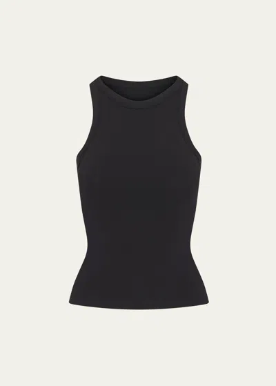 Skims Cotton Jersey High-neck Tank In Soot