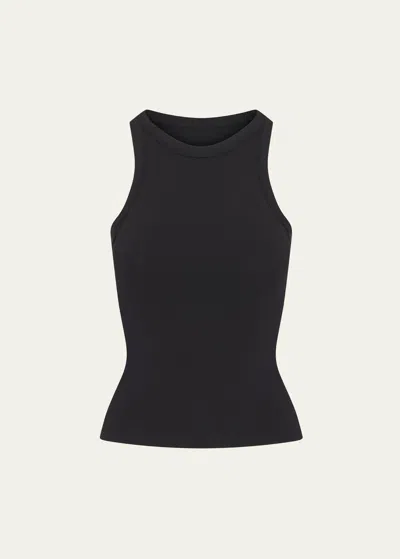 Skims Cotton Jersey High-neck Tank In Black