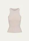 Skims Beige Cotton Jersey Crew Neck Tank Top In Stone