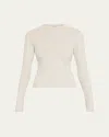 Skims Cotton Jersey Long-sleeve Crewneck T-shirt In Light Heather Grey