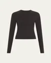 Skims Cotton Jersey Long-sleeve Crewneck T-shirt In Soot