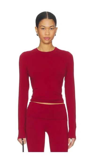 Skims Cotton Jersey Long Sleeve T-shirt In Red