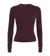 Skims Cotton Jersey Long-sleeve T-shirt In Burgundy