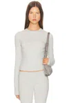 Skims Cotton Jersey Long Sleeve T-shirt In Gray