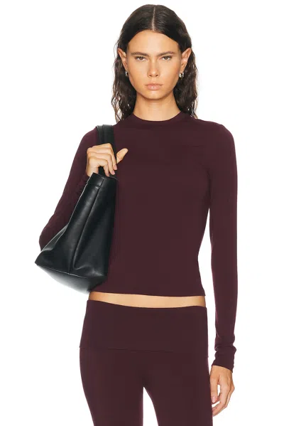 Skims Cotton Jersey Long Sleeve T-shirt In Currant