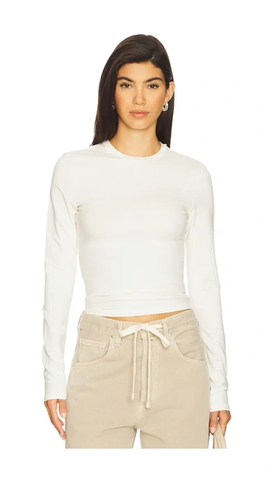 Skims Cotton Jersey Long Sleeve T-shirt In White