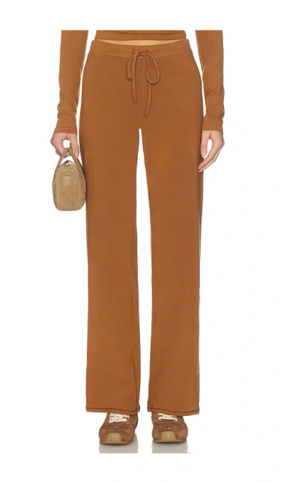 Skims Cotton Jersey Straight Leg Pant In Brown