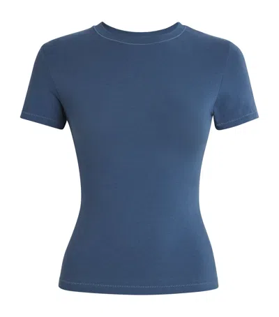 Skims Cotton Jersey T-shirt In Blue