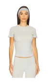 Skims Sheer Cotton Crewneck Tee In Gray