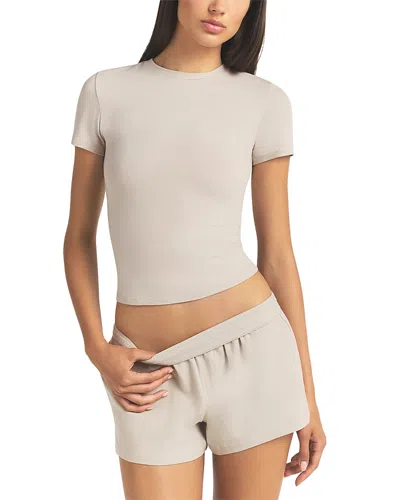 Skims Cotton Jersey Tee In Neutral