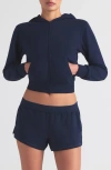 Skims Cotton Jersey Zip-up Hoodie In Navy