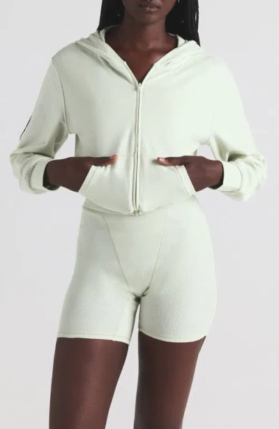 Skims Cotton Jersey Zip-up Hoodie In Spearmint