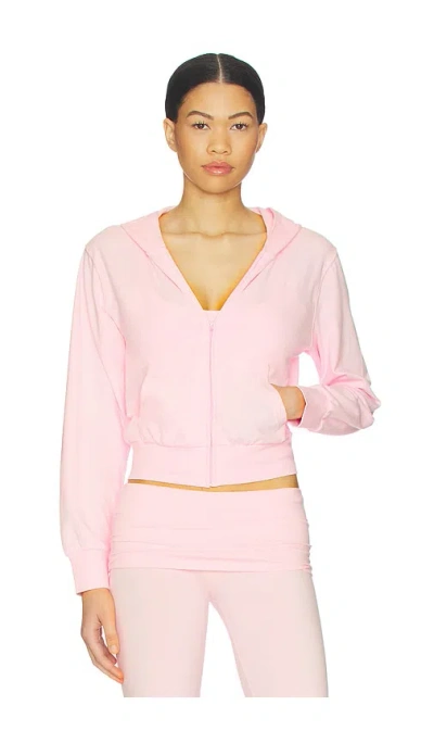 Skims Cotton Jersey Zip Up Slim Hoodie In Pink