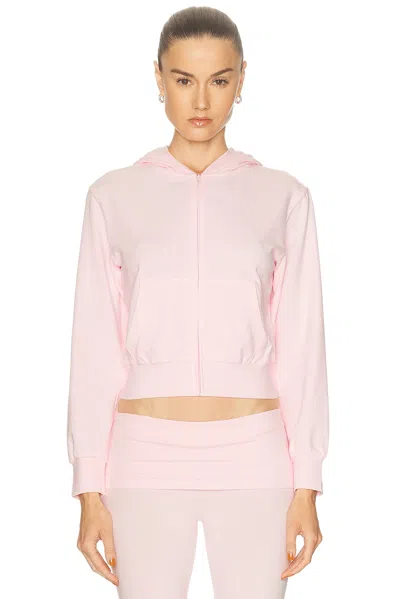 Skims Cotton Jersey Zip Up Slim Hoodie In Pink