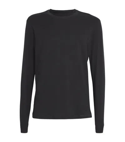 Skims Cotton Long-sleeve T-shirt In Black