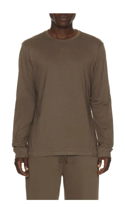 Skims Cotton Long Sleeve T-shirt In Brown