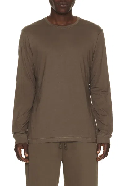 Skims Cotton Long Sleeve T-shirt In Brown