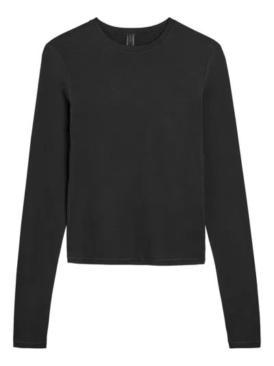 Skims Cotton Long-sleeves T-shirt In Black